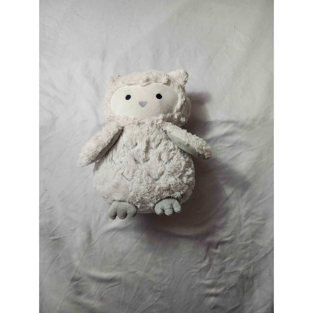Lambs & Ivy Luna White Gray Owl Plush Stuffed Animal Silver Feather Embroidery
